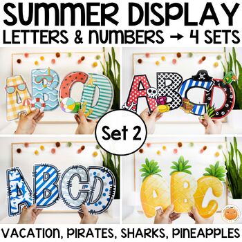Preview of Summer Letters and Numbers Bundle- Bulletin Boards - Pirates, Shark Week - Set 2