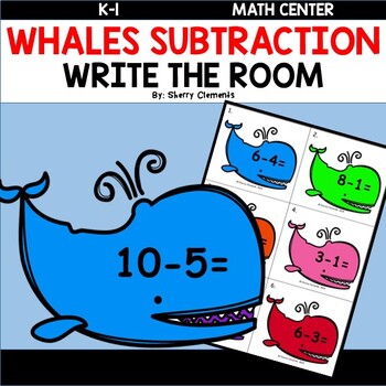 Preview of Summer | Whales | Subtraction | Write the Room | Math Center | Ocean