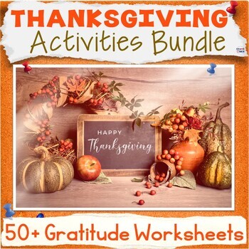 Preview of 50% OFF Thanksgiving Activity Packet, Worksheets Gratitude Middle School Bundle