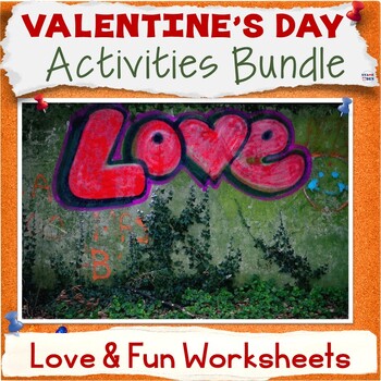Preview of 50% OFF Valentine's Day Activities, Fun Middle School Creative Worksheets Bundle