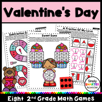 Preview of Valentine's Day Themed Second Grade Math Games
