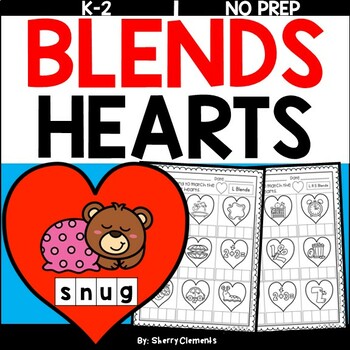 Preview of Valentines Day Blends | Hearts | Worksheets | L Blends | R Blends | S Blends
