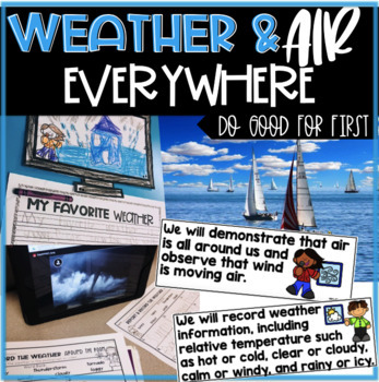 Preview of Weather & Air Everywhere- Vocabulary, Graph, Writing, Real World QR Code Hunt