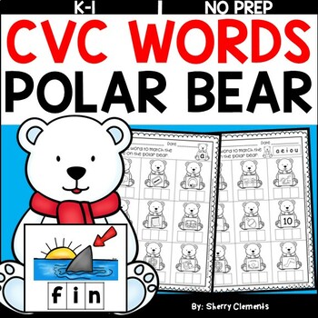 Preview of Winter CVC Words | Polar Bear | Worksheets | Write the Word
