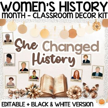 Preview of Women's History Month Decor Bulletin Board & Door Decor, Editable