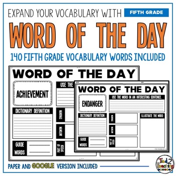 word of the day 5th grade vocabulary and word work activities distance learning