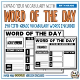 5th Grade Word of the Day Vocabulary Building Activities V
