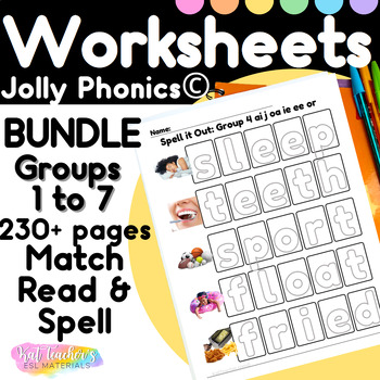 Preview of 50% OFF Worksheets Jolly Phonics© Aligned All Groups