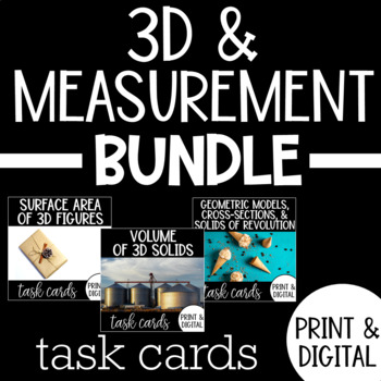 Preview of 3D Figures & Measurement Task Card Bundle Print and Digital