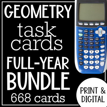 Preview of Geometry Task Cards Full Year Bundle Print and Digital