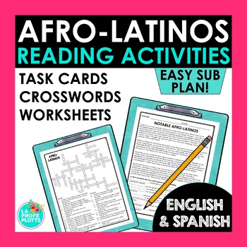 Preview of Afro-Latinos Reading Activities Spanish and English Black History Month Spanish