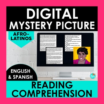 Preview of Notable Afro-Latinos Reading Comprehension Mystery Picture Spanish Pixel Art