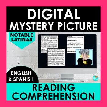 Preview of Notable Latinas Reading Comprehension Mystery Picture Spanish Pixel Art