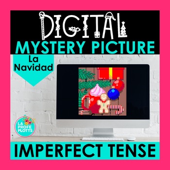 Preview of Spanish Christmas Activity Imperfect Tense Mystery Picture Spanish Pixel Art