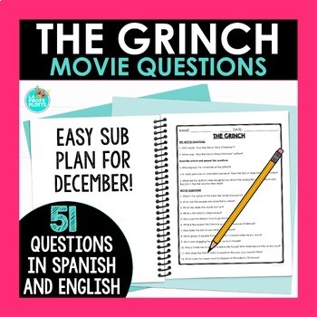 Preview of The Grinch Questions Spanish and English Spanish Movie Guide Christmas Activity