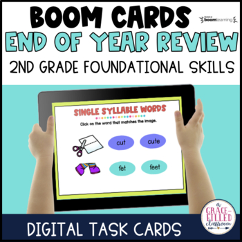 Preview of End of Year Foundational Skills Review 2nd Grade Digital Cards