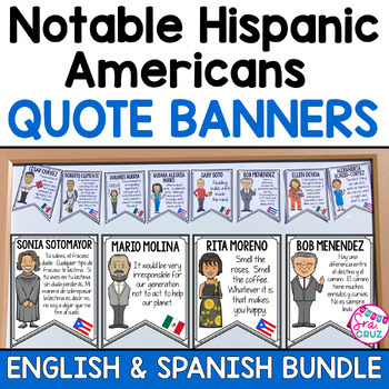 Preview of Hispanic Heritage Month Quotes Bulletin Board English & Spanish BUNDLE