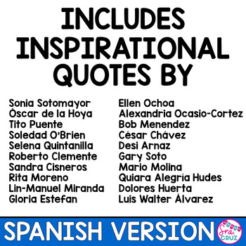 Hispanic Heritage Month Quotes SPANISH VERSION by Sra Cruz | TpT