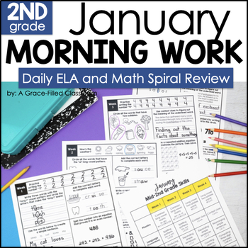 Preview of January Morning Work 2nd Grade ELA and Math