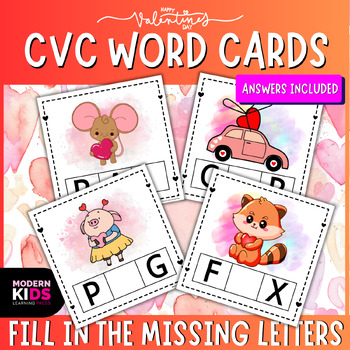 Preview of CVC Word Cards Fill in the Missing Letters