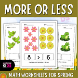 MORE or LESS -Spring Theme Math Worksheets for Autism Kids