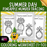 Pineapple Number Tracing and Coloring Worksheet (1-10)