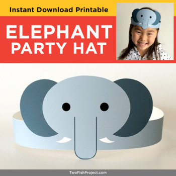 Preview of Elephant Headband Craft Activity, Safari Animal Party Crown, Printable Costume