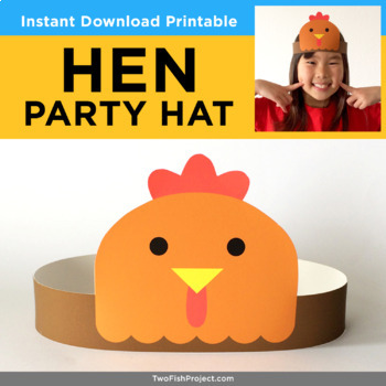 Preview of Hen Barnyard Farm Animal Headband, Party Hat, Paper Crown Craft, Chicken Costume