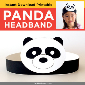 Preview of Panda Jungle Animal Paper Crown, Printable Headband Party Hat, Costume