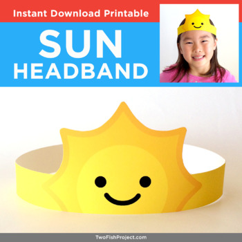 Preview of Sun Headband Craft Activity, Sunshine Party Hat, Printable Mask Costume