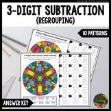 3-Digit Subtraction (Regrouping) Color by Number Worksheets