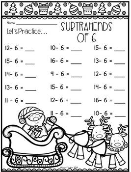 Christmas Themed Subtraction Practice by Lori Flaglor | TPT