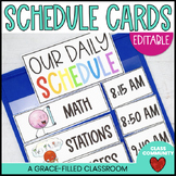 Class Schedule Cards with Times - Editable