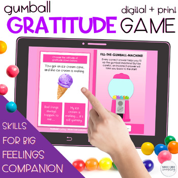 Preview of Choose Grateful Thoughts CBT Digital and Print Gratitude Activity Game