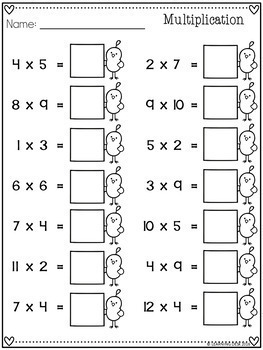 multiplication facts worksheets by learning desk tpt