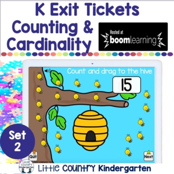 Preview of BOOM Cards Kindergarten Counting & Cardinality Digital Exit Tickets Set 2