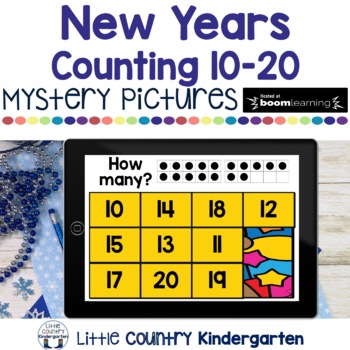 Preview of BOOM Cards New Years Counting 11-20 Ten Frame Digital Mystery Pictures