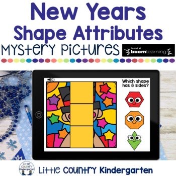 Preview of BOOM Cards New Years Shape Attributes Digital Mystery Pictures