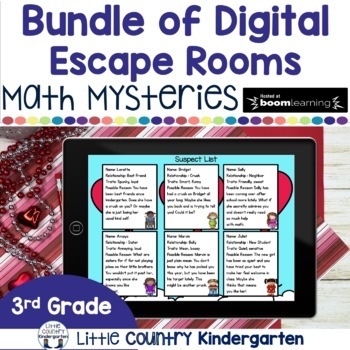 Preview of 3rd Grade Math Escape Games - Digital Math Review Games Bundle