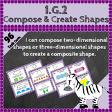 1.G.2 Task Cards ★ Compose 2D or 3D Shapes 1st Grade Math Centers