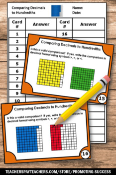 comparing decimals task cards 4th grade math distance
