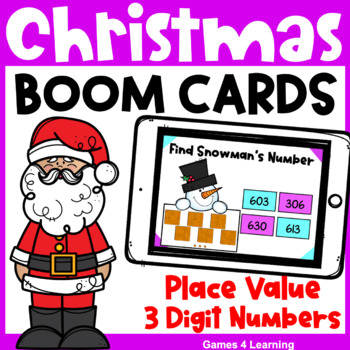 Preview of Christmas Math Boom Cards Place Value: 3 Digit Numbers to 1,000