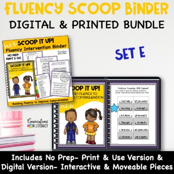 Preview of Digital & Print Fluency Passages & Comprehension Activities Bundle Set E