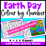 Earth Day Colour by Number Maths Games AU UK NZ Edition