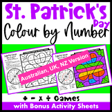 St. Patrick's Day Colour by Number Maths Games Australian 