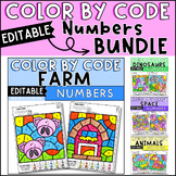 Color by Number Recognition Practice Worksheets Editable Bundle