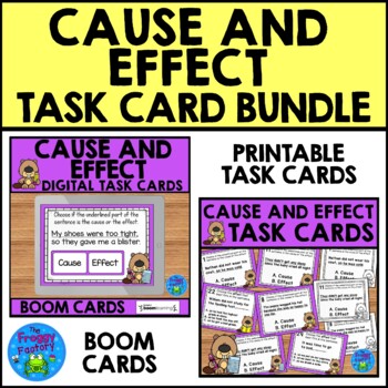 Preview of Cause and Effect Task Card Bundle Printable and BOOM Cards