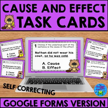 Preview of Cause and Effect Task Cards for Google Classroom™