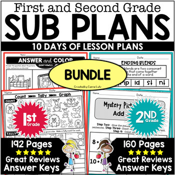 Preview of Half Price First & Second Grade Emergency Sub Plans - 5 Days - Low Prep
