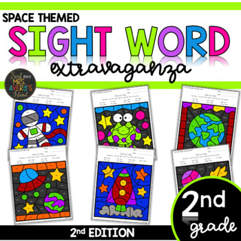 Preview of Color by Sight Word | Space Activities | Zoo | Second Grade Sight Words